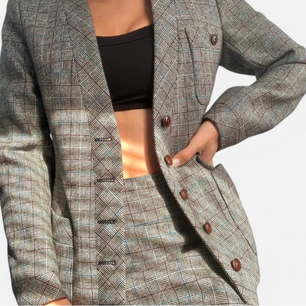 Vintage Jaeger Women's Wool Plaid Blazer Jacket